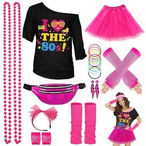 6128 80s Costume Accessoriess For Women, T-shirt Tutu Fanny